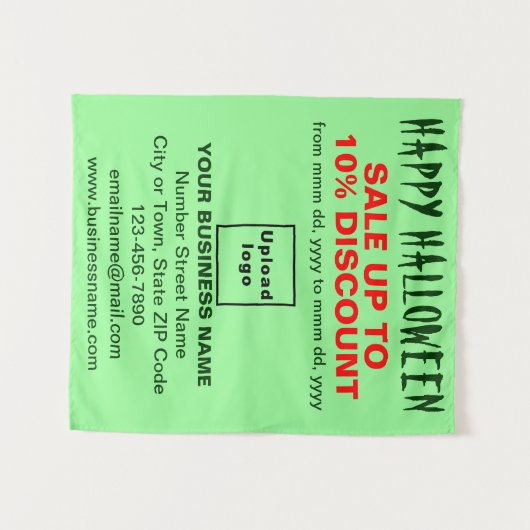 Zakelijke Halloween Verkoop op Licht Groen Tapestr Wandkleed (Voorkant (horizontaal))