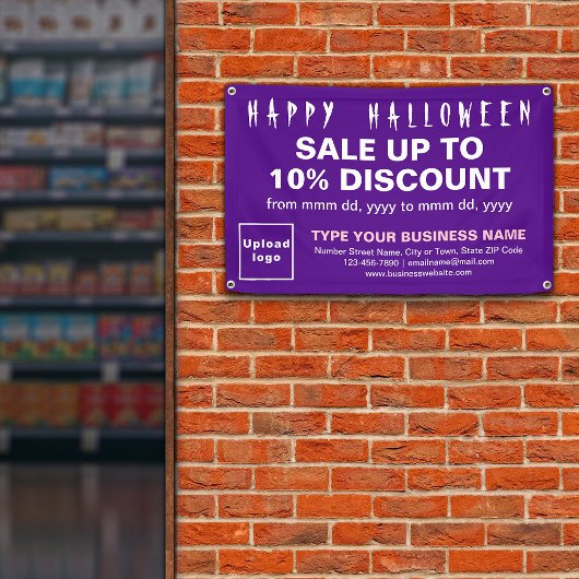 Zakelijke Halloween Verkoop op Paarse Rechthoek Ba Spandoek