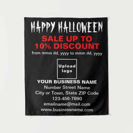 Zakelijke Halloween Verkoop op Zwart Tapestry Wandkleed (Voorkant)