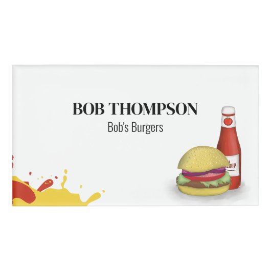 Zakelijke hamburger eenvoudige werknemer naambadge (Voorkant)