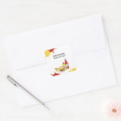 Zakelijke Hamburger Hot Dog Custom Vierkante Sticker (Envelop)