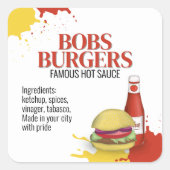 Zakelijke Hamburger Hot Dog Custom Vierkante Sticker (Voorkant)