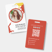 Zakelijke hamburgers QR-code Fotosjabloon Badge (Voor- en achterkant)