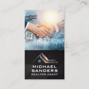 Zakelijke Hand Schudding   Vastgoed Logo Visitekaartje