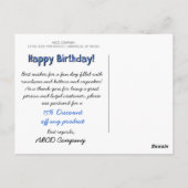 Zakelijke Happy Birthday Coupon Blauw Briefkaart (Achterkant)