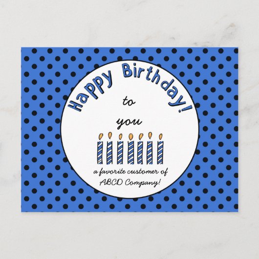 Zakelijke Happy Birthday Coupon Blauw Briefkaart (Voorkant)
