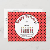 Zakelijke Happy Birthday Coupon Sinaasappel-Rood Briefkaart (Voorkant / Achterkant)