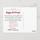 Zakelijke Happy Birthday Coupon Sinaasappel-Rood Briefkaart (Achterkant)