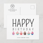 Zakelijke Happy Birthday Cupcake Voeg Logo Toe Briefkaart (Voorkant / Achterkant)
