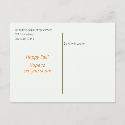 Zakelijke herfst pompoen adreswijziging aankondigingskaart (Achterkant)