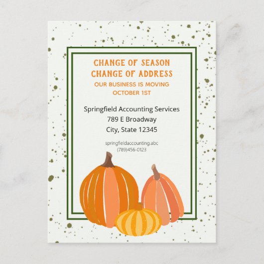 Zakelijke herfst pompoen adreswijziging aankondigingskaart (Voorkant)