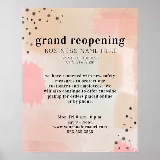 Zakelijke heropening Covid Safety Abstract Roze Poster (Voorkant)