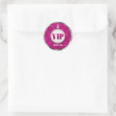 Zakelijke Hot Pink Diamond VIP Ronde Sticker (Tas)
