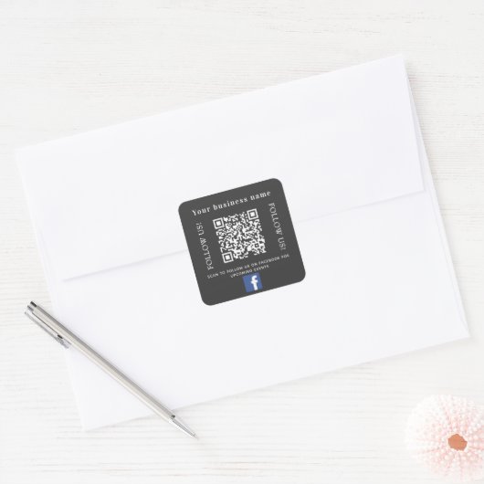 Zakelijke houtskool grijze qr code Facebook Vierkante Sticker (Envelop)