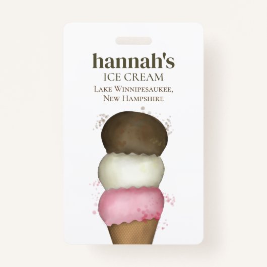 Zakelijke Ice Cream Cone QR Code Sjabloon Badge (Voorkant)