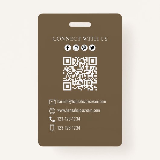 Zakelijke Ice Cream Cone QR Code Sjabloon Badge (Achterkant)