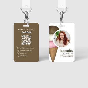 Zakelijke Ice Cream QR Code Foto Sjabloon Badge
