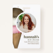 Zakelijke Ice Cream QR Code Foto Sjabloon Badge (Voorkant)