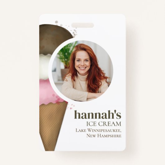 Zakelijke Ice Cream QR Code Foto Sjabloon Badge (Voorkant)