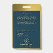 Zakelijke ID-logo | Advocaat Navy Goud Badge (Achterkant)
