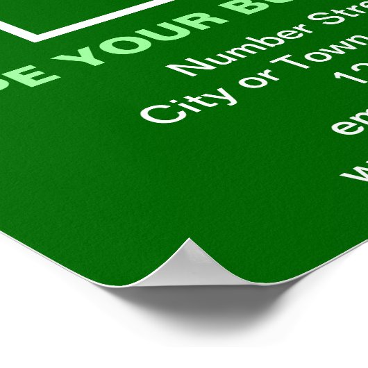 Zakelijke informatie over het Poster Groene vierka (Hoek)