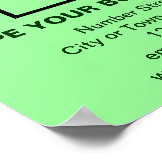 Zakelijke informatie over Light Green Square Poste Poster (Hoek)