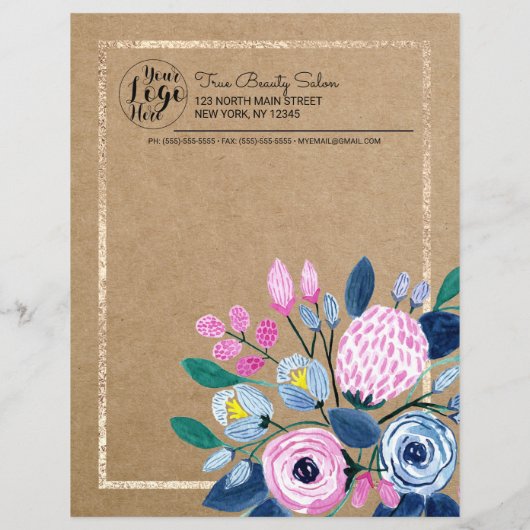 Zakelijke inventarisatie van roze Floral Gold Kraf (Achterkant)