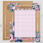 Zakelijke inventarisatie van roze Floral Gold Kraf (Voorkant / Achterkant)