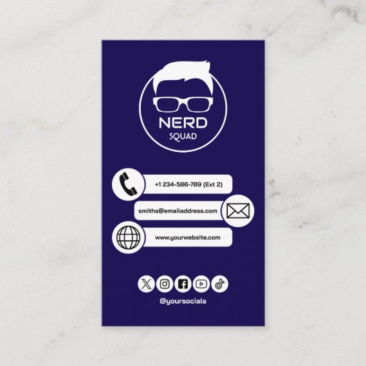 Zakelijke kaart nerd Computer Tech Man Visitekaartje (Voorkant)