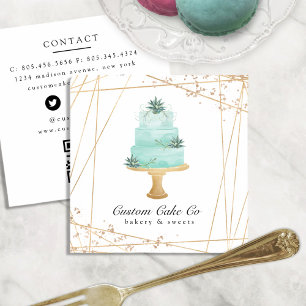 Zakelijke kaart QR-code van Custom Cakes Bakkerij Vierkante Visitekaartje