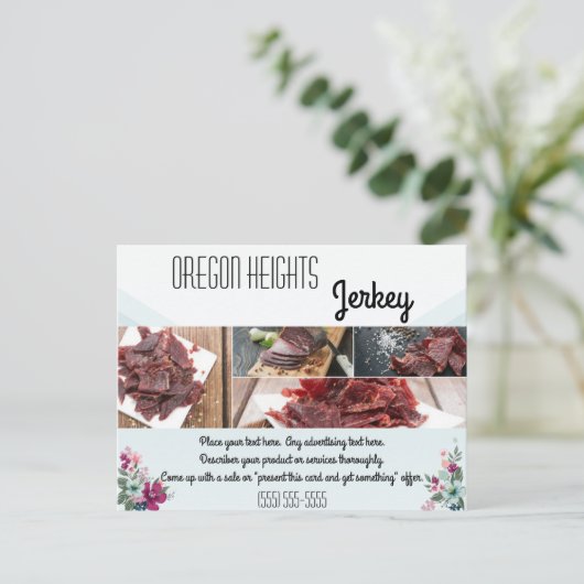 Zakelijke Kaart Tropical Flowers op Blu Adverteren (Staand voorkant)