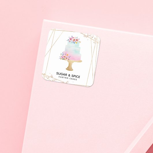 Zakelijke kaart van bakkerij voor op maat gemaakte vierkante sticker