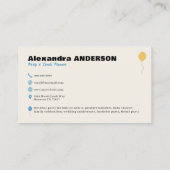 Zakelijke kaart van feestorganisator visitekaartje (Achterkant)