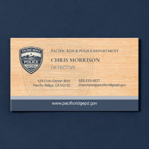 Zakelijke kaart van politie detective Rustic Wood Visitekaartje