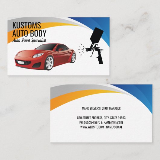 Zakelijke kaart voor autolakservices visitekaartje (Voorkant / Achterkant)