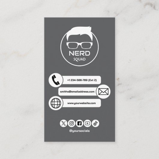 Zakelijke kaart voor computer nerds visitekaartje (Voorkant)