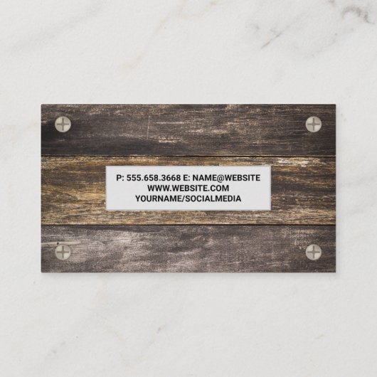 Zakelijke kaart voor hout- en metaalschroevedraaie visitekaartje (Achterkant)