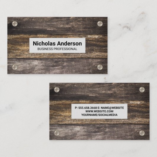 Zakelijke kaart voor hout- en metaalschroevedraaie visitekaartje (Voorkant / Achterkant)