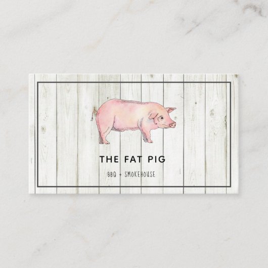 Zakelijke kaart voor rustige varkens-BBQ-restauran Visitekaartje (Voorkant)