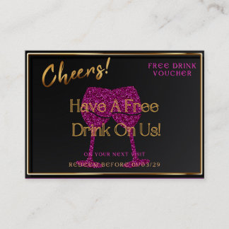 Zakelijke kaart voucher gratis drank cadeaubon  visitekaartje