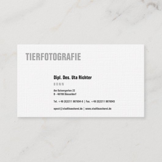 Zakelijke kaarten vet visitekaartje (Voorkant)
