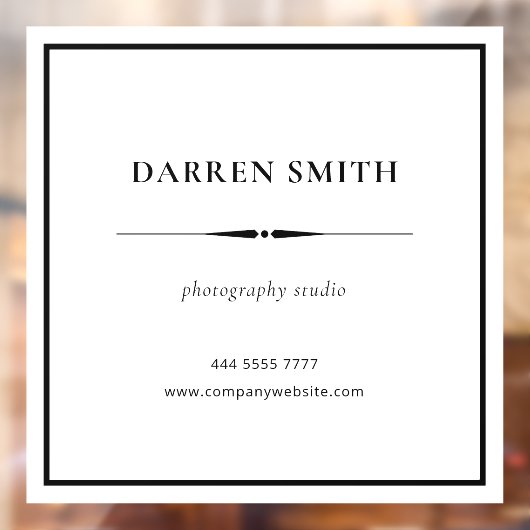 Zakelijke Kantoor Naam Lijst Zwart op Wit Raamsticker (Vel 2)