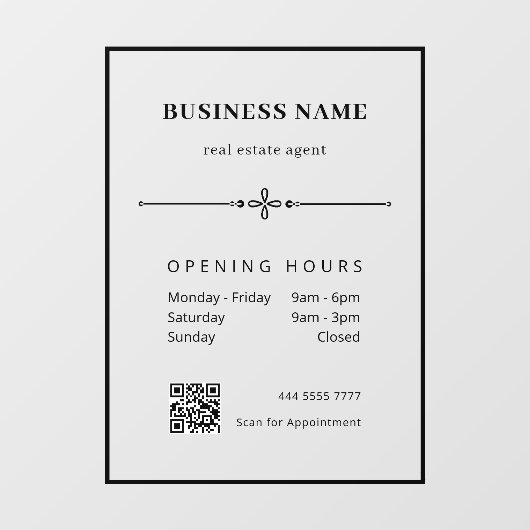 Zakelijke kantoor QR-code openingsuren Raamsticker (Vel)