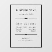 Zakelijke kantooruren zwart openingsuren raamsticker (Vel)