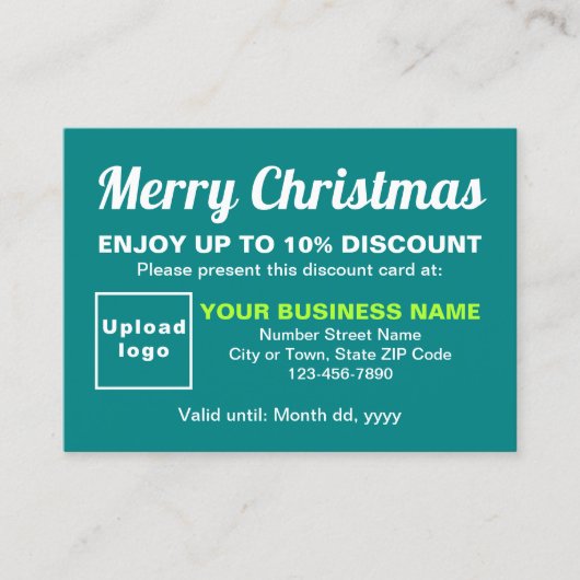 Zakelijke kerst Blauwgroen groene korting Kaart (Voorkant)