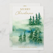 Zakelijke Kerst Elegante Waterverf Bos Kaart (Voorkant / Achterkant)