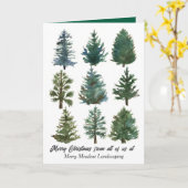 Zakelijke Kerst Evergreen Trees Vakantie Custom Kaart (Gele Bloem)