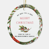 Zakelijke Kerst Feestdagen Botanische Holly Berry Keramisch Ornament (Links)