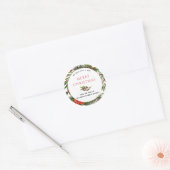 Zakelijke Kerst Feestdagen Botanische Holly Krans Ronde Sticker (Envelop)