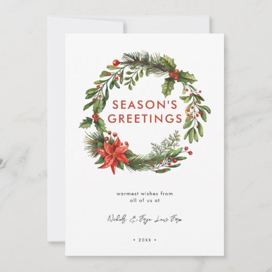 Zakelijke kerst feestelijke krans feestdagenkaart (Voorkant)